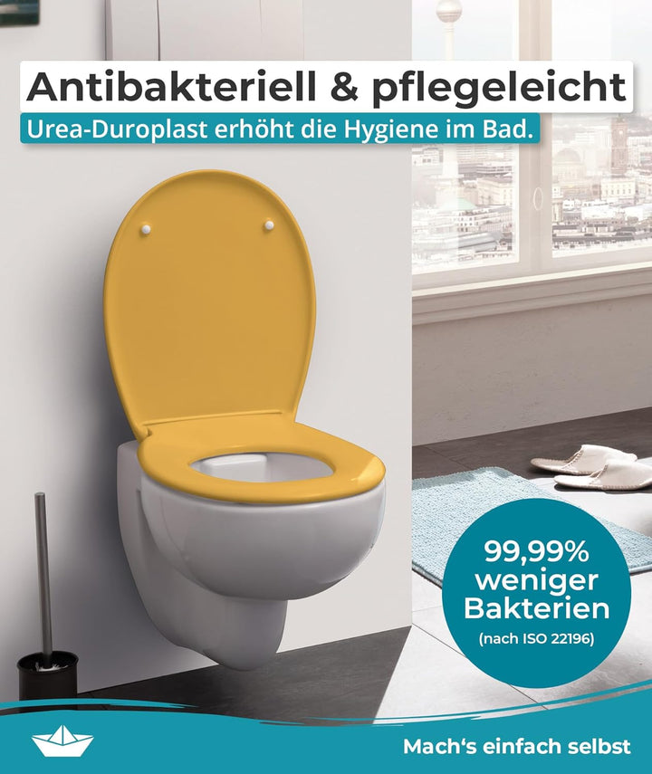 Calmwaters® Premium WC Sitz einfache Montage, Toilettendeckel bis 250 kg, Made in EU, antibakteriell