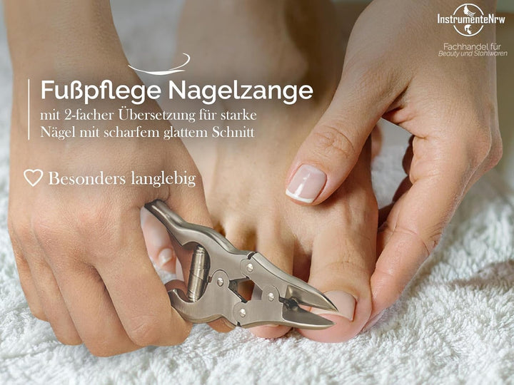 Fuss Nagelzange mit doppelter Übersetzung aus Edelstahl für kräftige starke verdickte Fussnägel