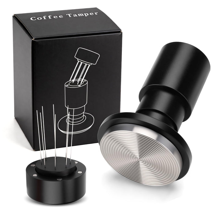 2-in-1 Espresso Tamper 51mm Kaffeeverteiler mit WDT Werkzeug, Einstellbares Espresso Tamper & 8-Nade