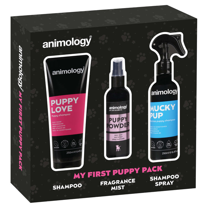 Animology My First Puppy Pack Sanftes Welpenpflege-Geschenkset mit Shampoo, Spray ohne Ausspülen und