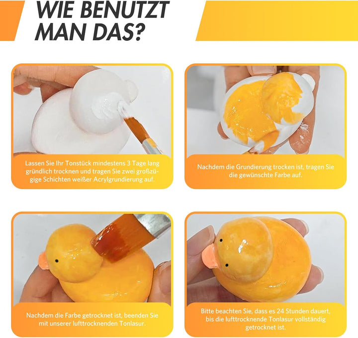 2 x 60ml Air Dry Clay Glaze, Glanz- und Mattlack Set für Lufttrocknenden Ton, Hochglanz & Kratzfest