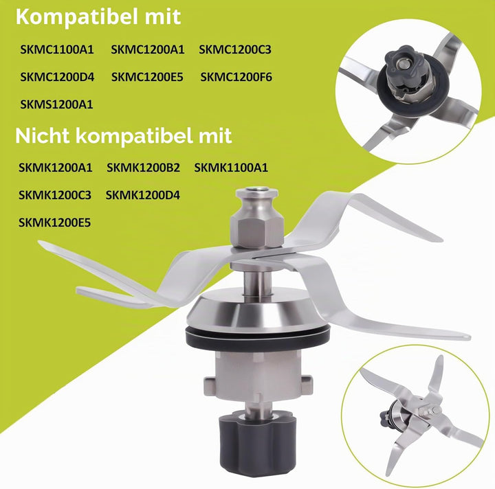 Poweka Ersatzmesser aus Edelstahl Kompatibel mit Silver-Crest Monsieur Cuisine Connect Küchenmaschin