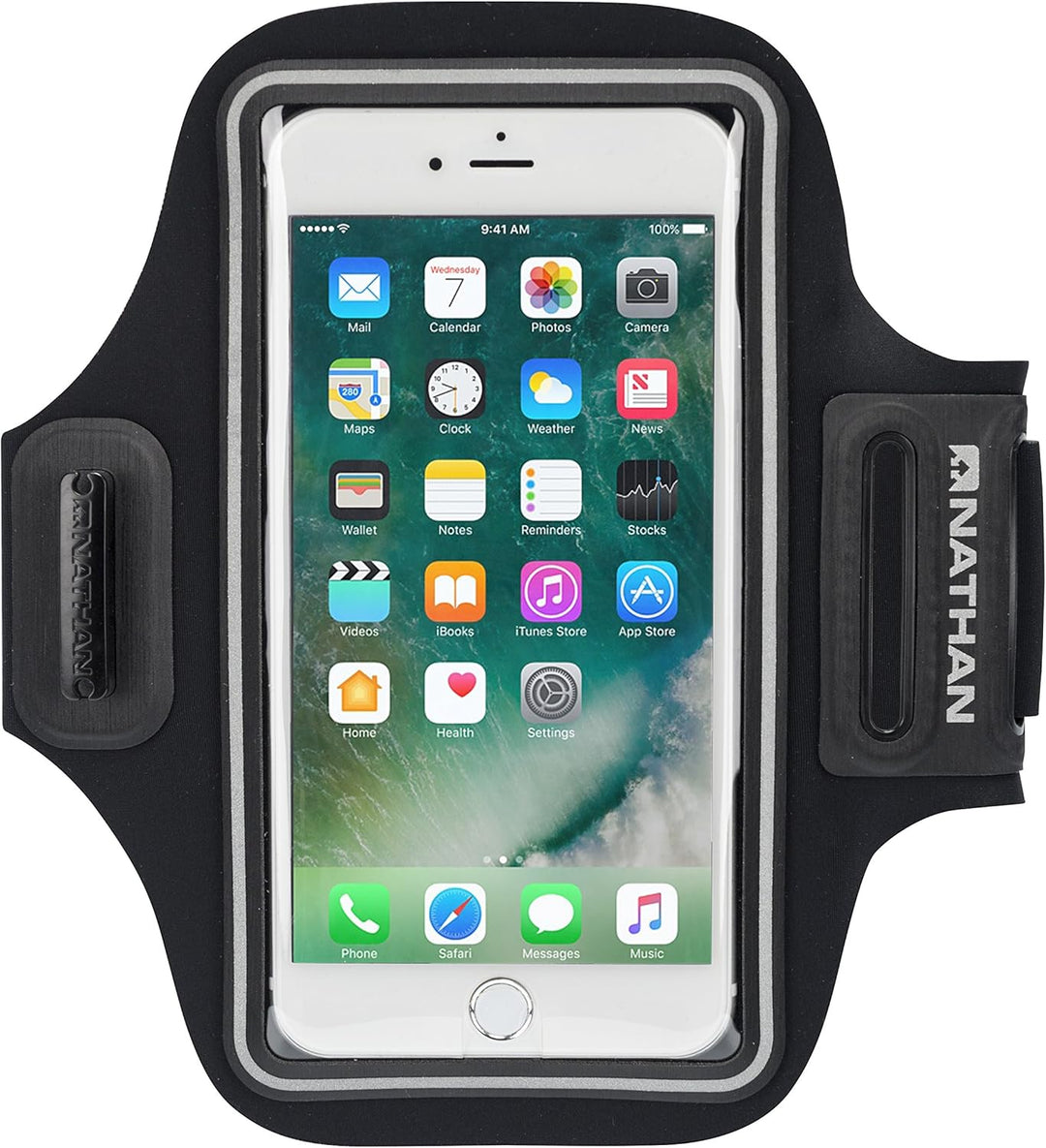 Nathan ns4947 stridesport Smart Phone Arm Carrier, Unisex, NS4947 OSFM Schwarz, OSFM Schwarz