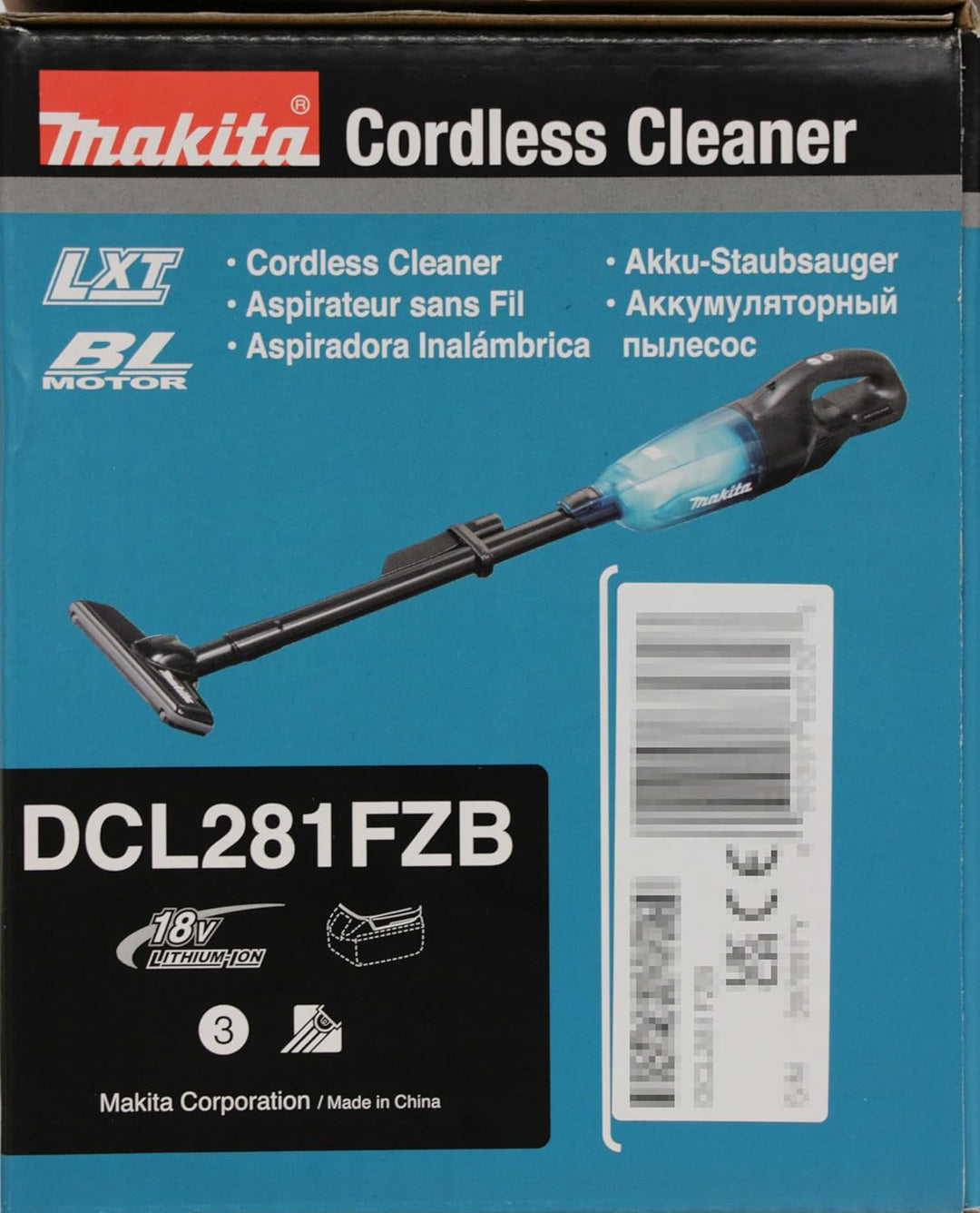 Makita DCL281FZB Akku-Staubsauger 18V in schwarz (ohne Akku, ohne Ladegerät) Single, Single