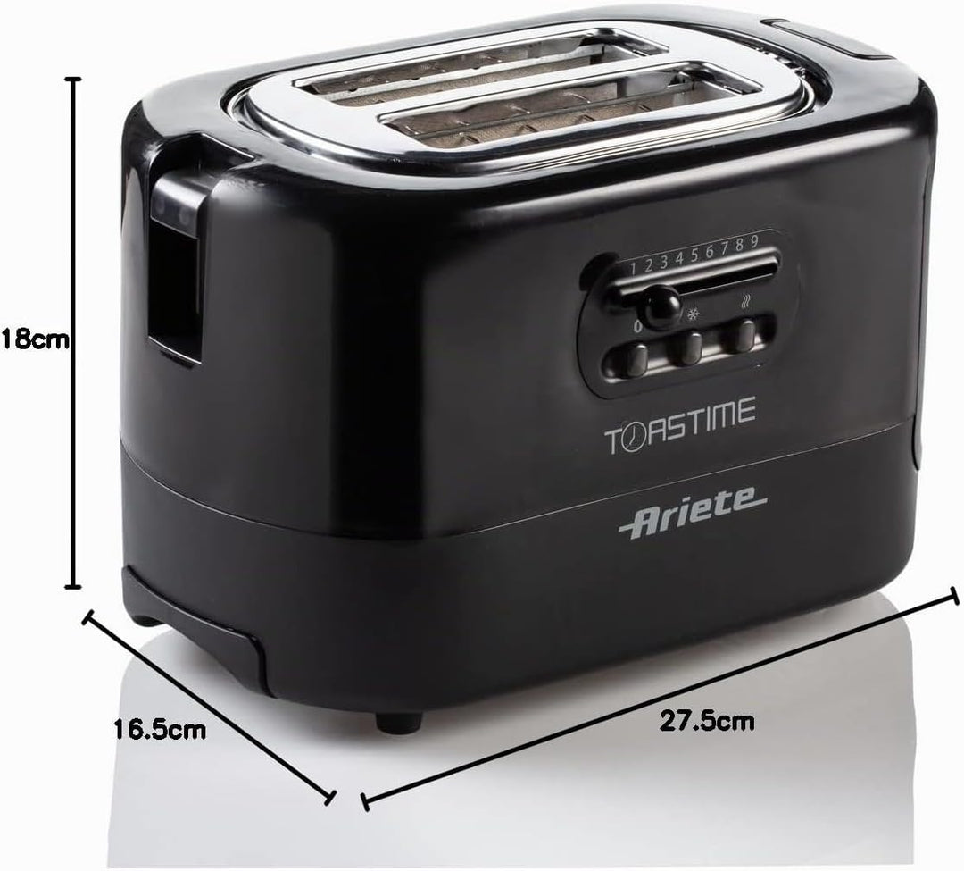 Ariete 159 Toastime Toaster 2 Scheiben mit Zange mit Auftau- und Aufwärmfunktion, 700 W, Edelstahl,