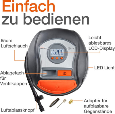 OSRAM TYREinflate Connect 650, Digitales Reifenfüllgerät mit Auto-Stopp und LED Licht, tragbarer 12V