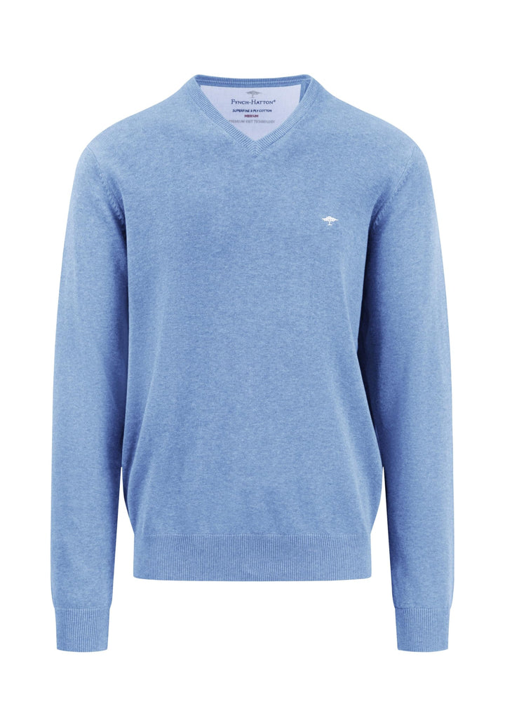 FYNCH-HATTON Pullover aus Baumwolle mit V-Ausschnitt S Blau, S Blau