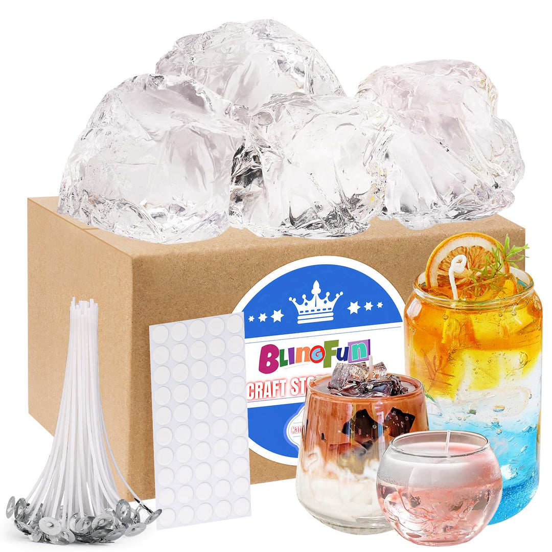Gel Kerze Making Kit mit 4 Premium Clear Jelly Wachs, 50 Dochte & Aufkleber für Duftende Kerzen, Hom
