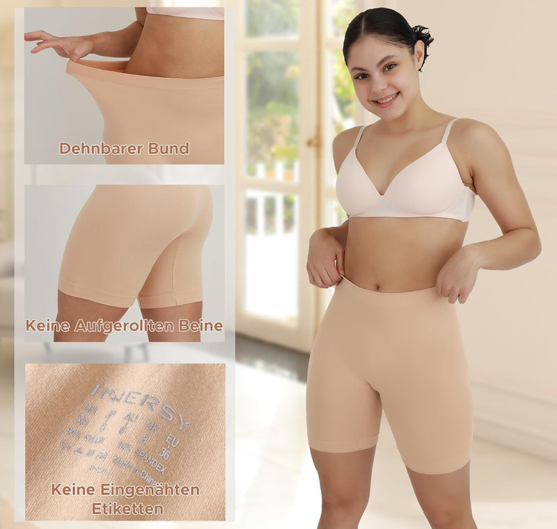 INNERSY Radlerhose Damen Kurz Hose Unter Kleid Rock Anti Scheuern Kurze Leggings Sommer 3er Pack, Be