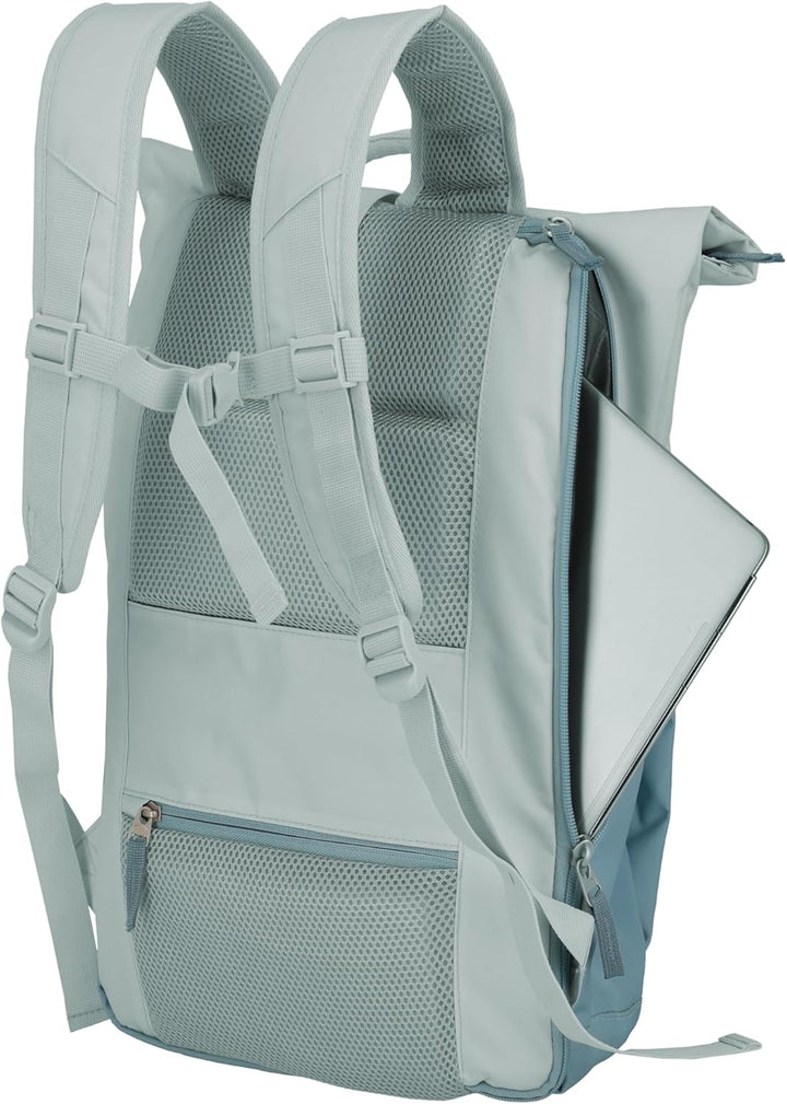 Travelite Handgepäck Rucksack, Laptop Rucksack 15,6 Zoll, BASICS, Reiserucksack Rolltop Funktion, 60