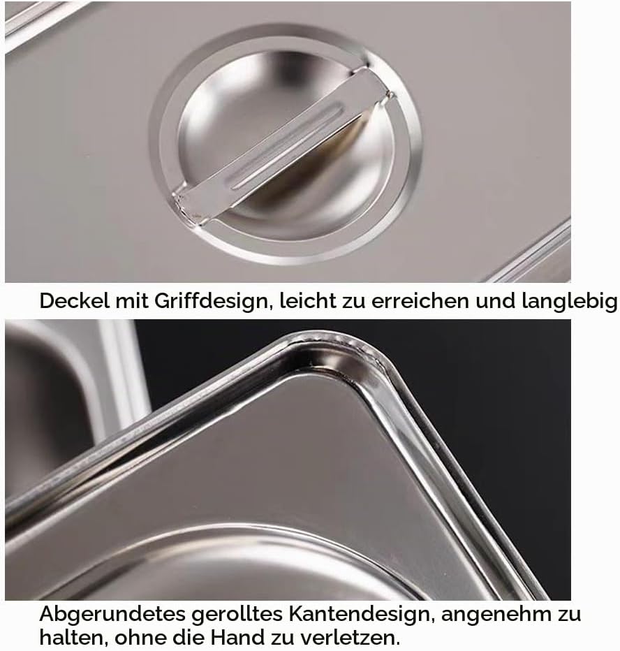 Panierschalen Set 3-Teilig, Edelstahlbehälter mit Deckel, Panier-Set aus Edelstahl, Schale zum Panie