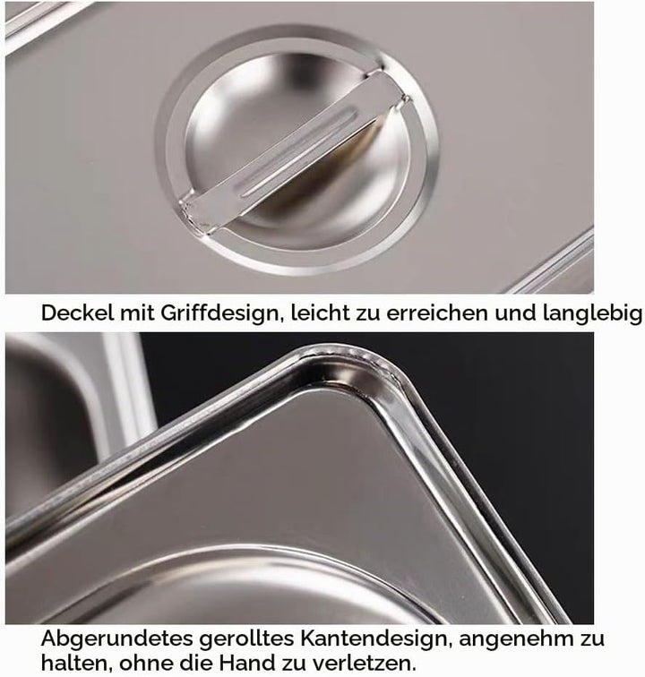 Panierschalen Set 3-Teilig, Edelstahlbehälter mit Deckel, Panier-Set aus Edelstahl, Schale zum Panie