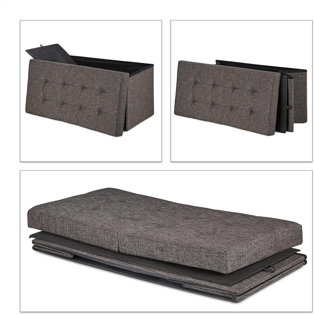 Relaxdays Sitzbank, mit Stauraum, faltbar, gepolstert, klappbarer Deckel, Flur, Wohn-& Schlafzimmer,