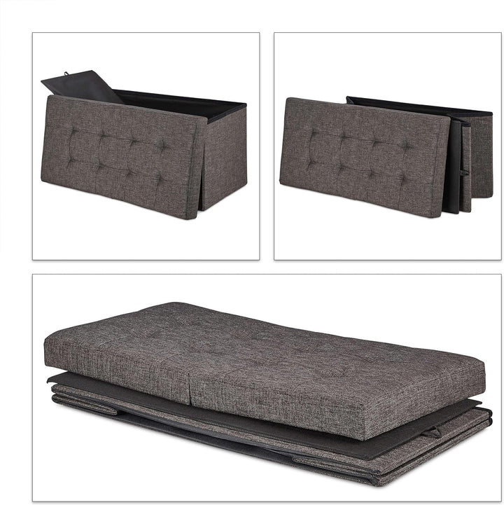 Relaxdays Sitzbank, mit Stauraum, faltbar, gepolstert, klappbarer Deckel, Flur, Wohn-& Schlafzimmer,