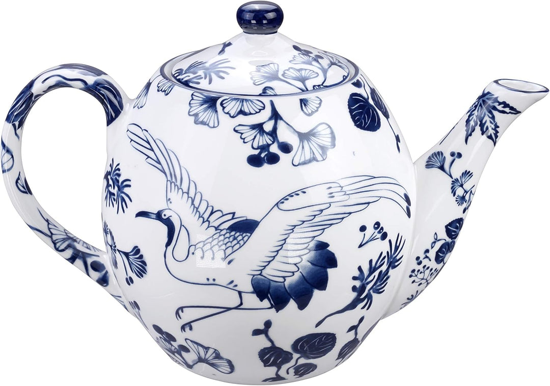 TOKYO design studio - 5-TLG. - Flora Japonica Tee-Set blau-weiss, 1x Tee-Kanne 1,25 l und 4X Tee-Tas