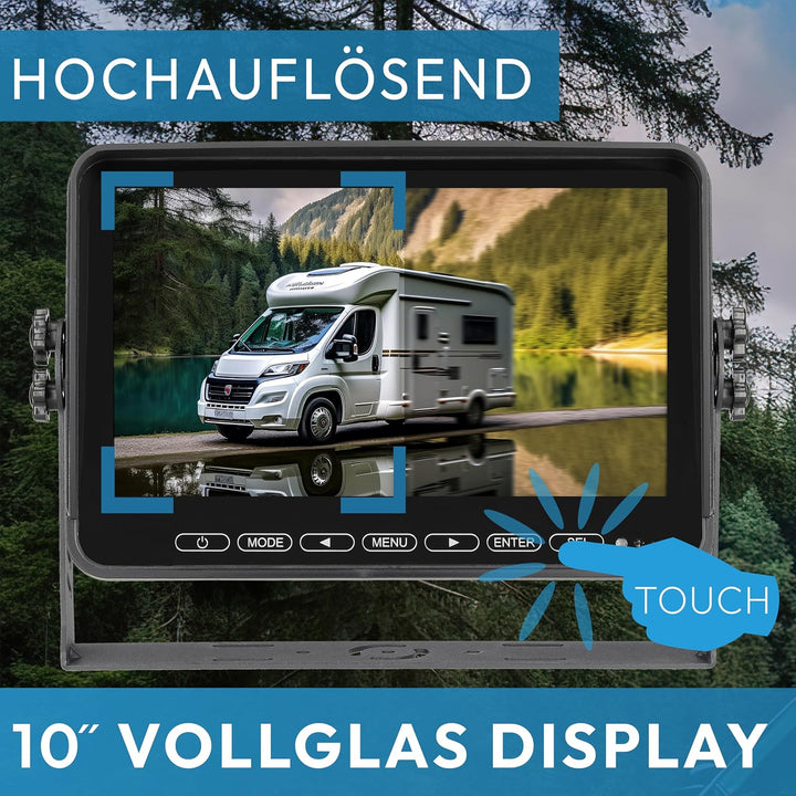 VSG24 10“ Element HD XL | 4 Kameras Funk Rückfahrsystem Akku Magnet für Wohnmobil &amp; LKW, KFZ Set kab