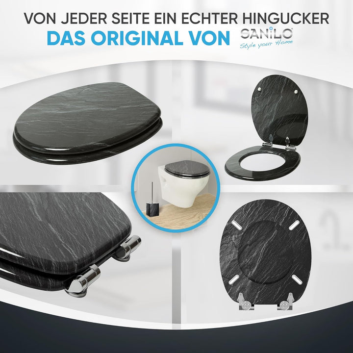 Sanilo WC Sitz mit Absenkautomatik, viele schöne schwarze Toilettendeckel zur Auswahl, hochwertige u