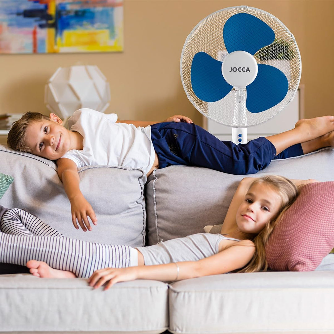 Jocca – Standventilator 40 W/ 3 Geschwindigkeiten/Höhe 45 cm/ 90° neigbarer und oszillierender Kopf/
