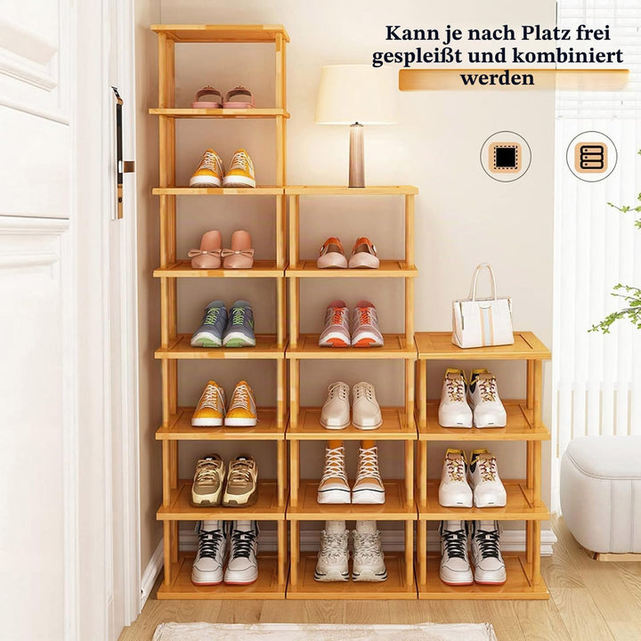 Aniston Kleines Schuhregal mit 4 Ebenen, aus Bambus, freistehend, schmal, schmal, vertikal, hohes Sc