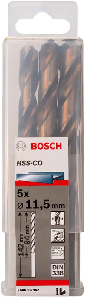 Bosch Professional Metallbohrer HSS-Cobalt (5 Stück, Ø 11,5 mm)