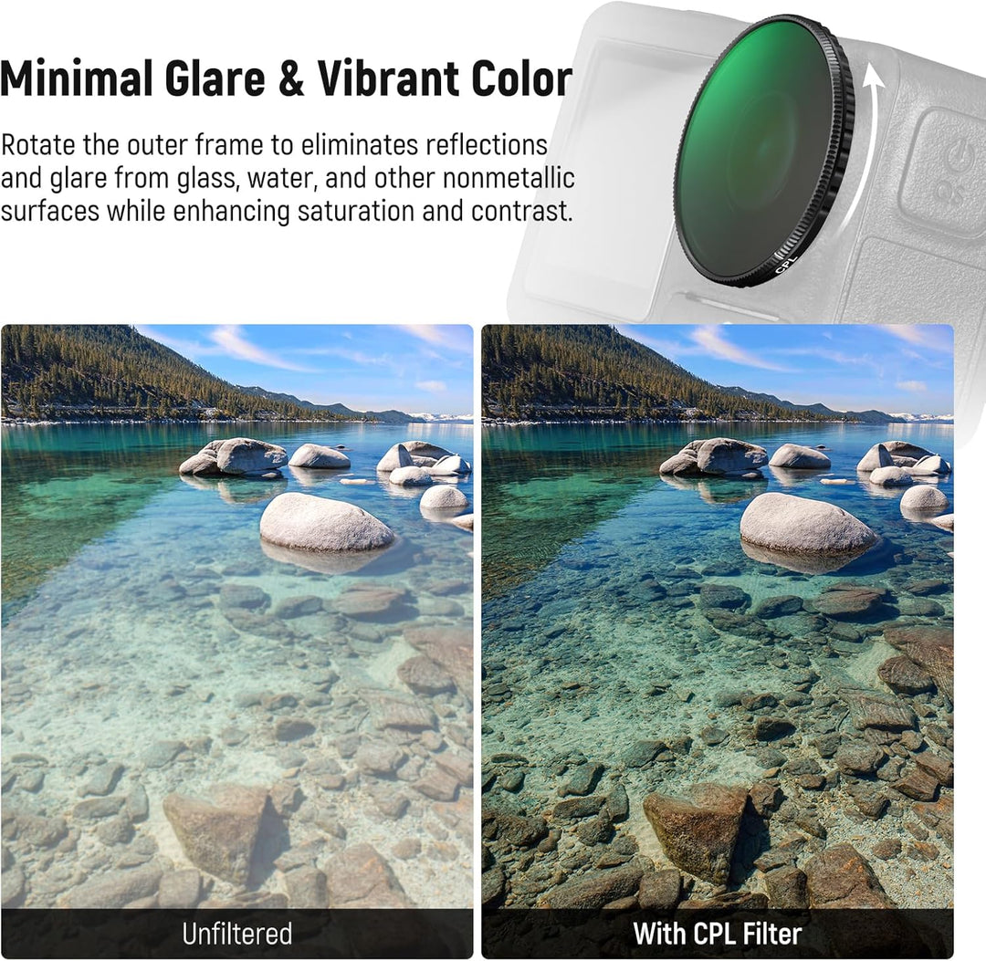 NEEWER 4 in 1 ND Filter und Objektiv Zubehör Set kompatibel mit DJI Osmo Action 5 Pro/4, Variabler N