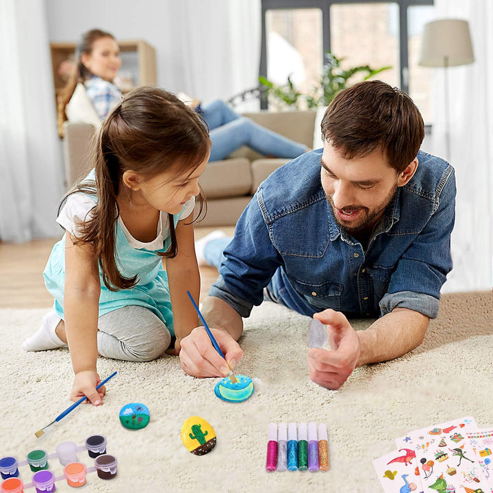 Lekebaby Steine Bemalen Set, Bastelset Für Kinder, Kreatives Malset Geschenk Spielzeug für Mädchen J