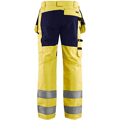 Blaklader 15521811 Hochsichtige Hose mit Stretch, Gelb/Marine, grootte D124 D124 Yellow / Navy Blue,