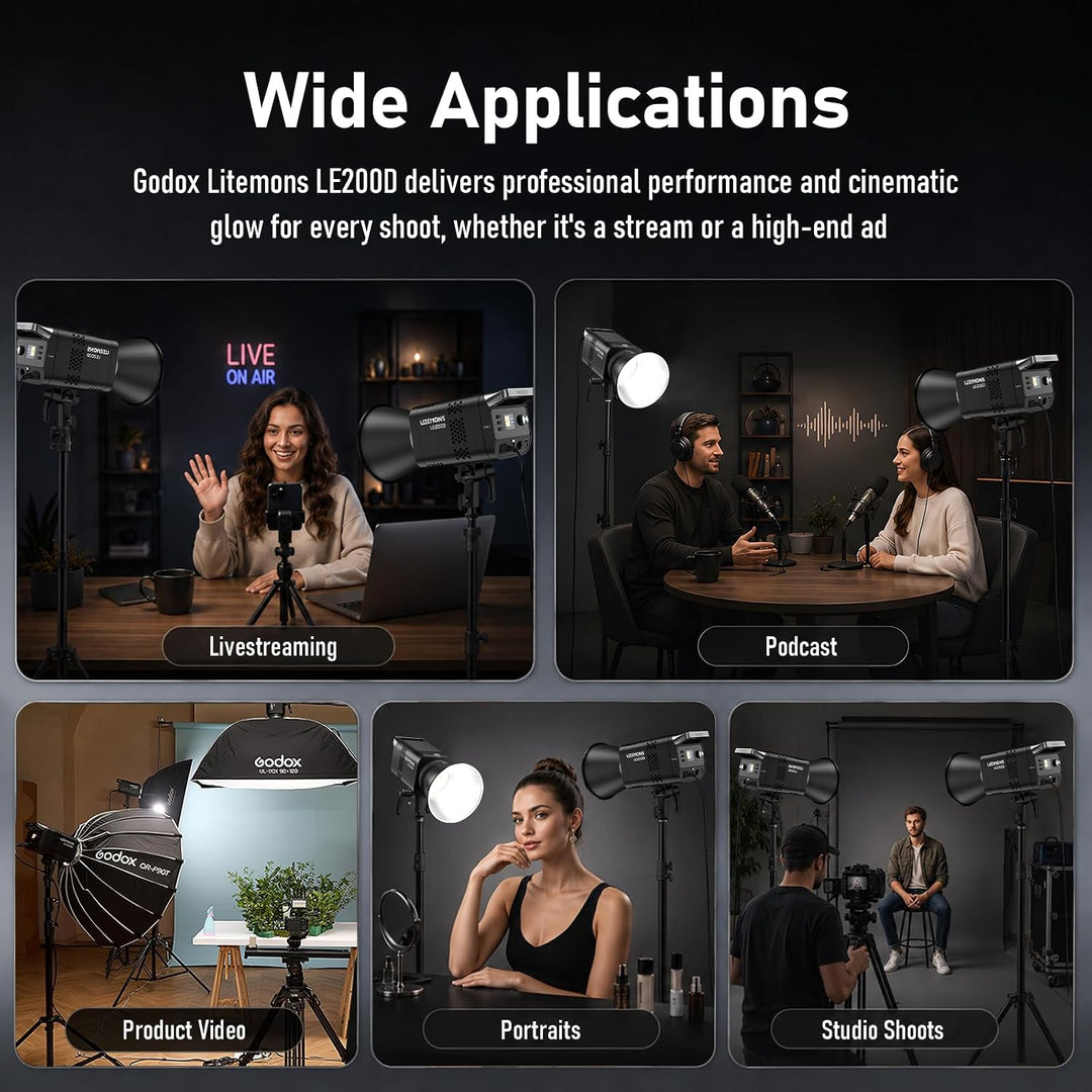 Godox 2-Pack LE200D Videolight Kit Black Edition black 2-Pack LE200D, black 2-Pack LE200D