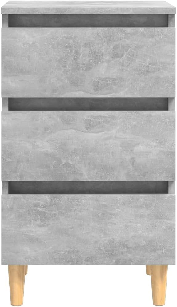 FIRBNUS Nachttische mit Massivholz-Beinen 2 STK. Betongrau 40x35x69 cm Nachtkästchen Nachtkommode mi