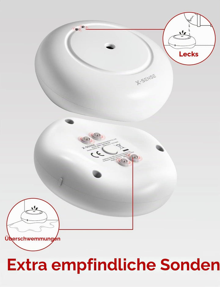 X-Sense Smart Wassermelder mit Batterie, WLAN Wassersensor &amp; Smartwares FGA-13041 Kohlenmonoxid-Meld