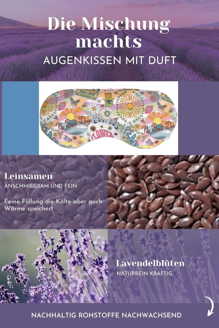 Bio-Bio Augenkissen Lavendel & Leinsamen "Flower-Power" zur Entspannung, zum Kühlen, erwärmen oder f