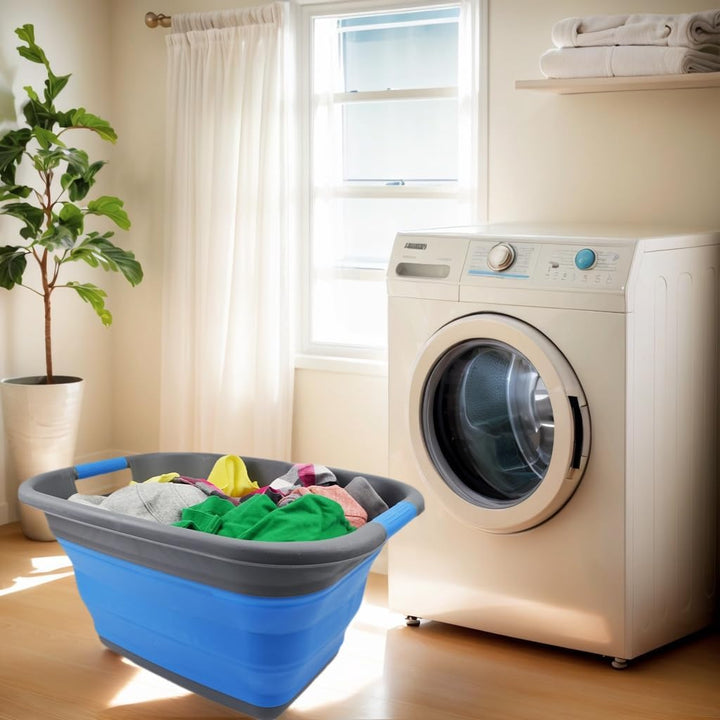 SAMMART 25L Zusammenklappbarer Wäschekorb / -wanne - faltbarer Aufbewahrungsbehälter/Organizer - tra