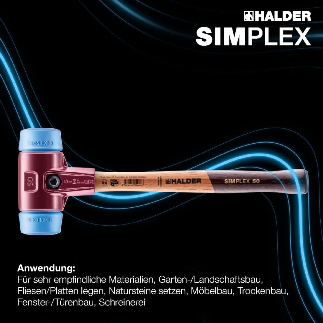 SIMPLEX-Schonhammer, TPE-soft; mit Tempergussgehäuse und hochwertigem Holzstiel | D=50 mm | 3001.050