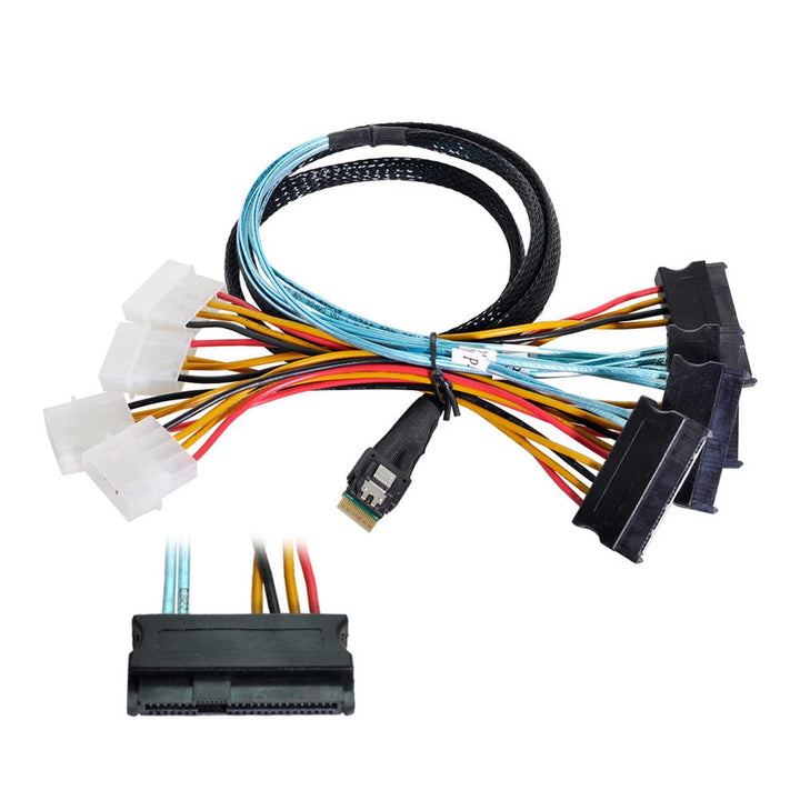 Xiwai Slimline SAS 4.0 SFF-8654 4i 38-Pin Host zu 4 SAS 29-Pin SFF-8654 Zielfestplatten-Fanout-RAID-