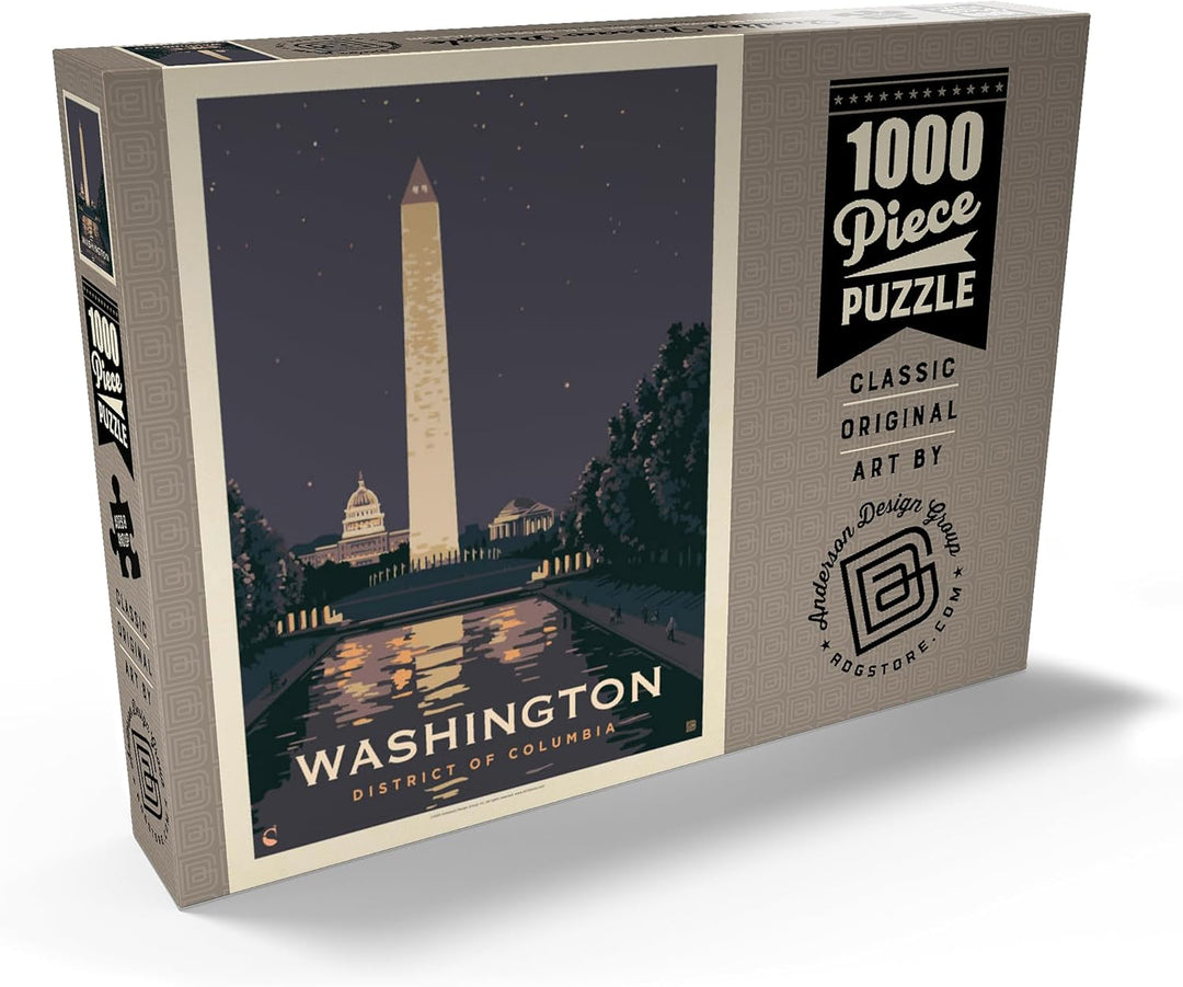 Washington DC: Reflections of Freedom, Vintage Poster - Premium 1000 Teile Puzzle - MyPuzzle Sonderk