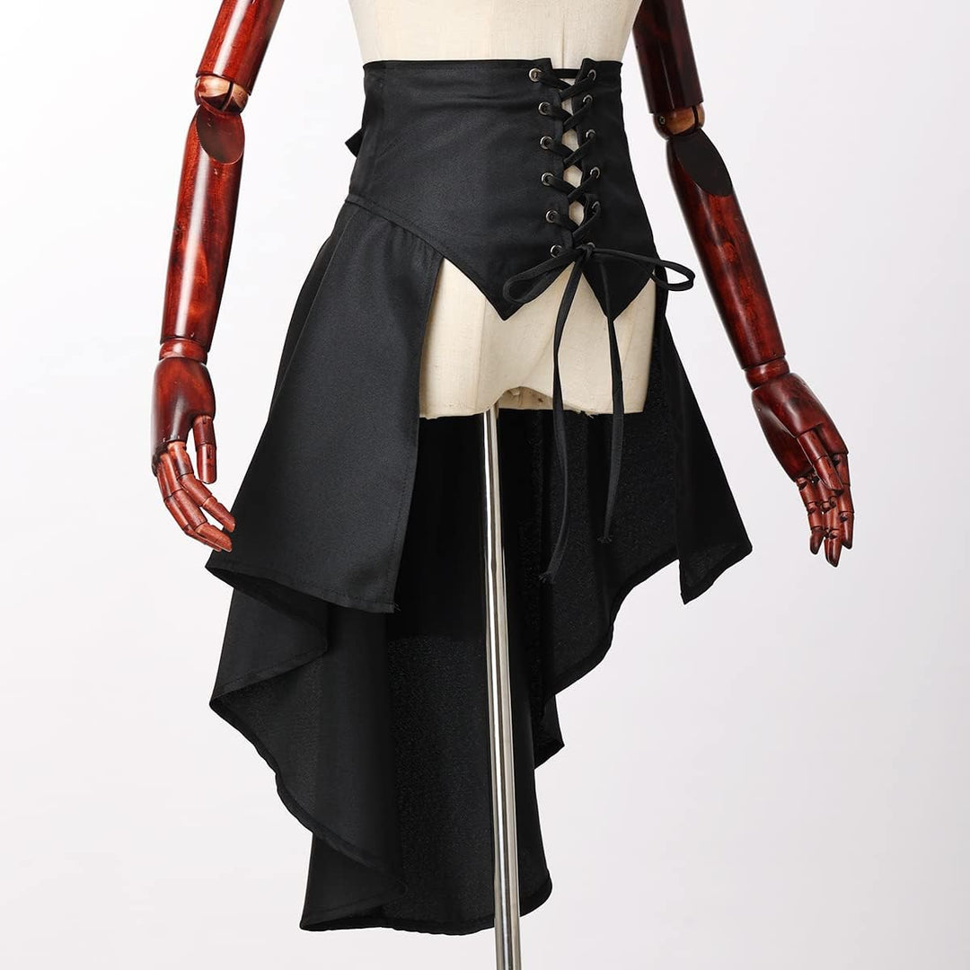 COSDREAMER Steampunk Damen Röcke Taillengürtel für Frauen Rüschen Piraten Korsett Kostüme, Black, 52
