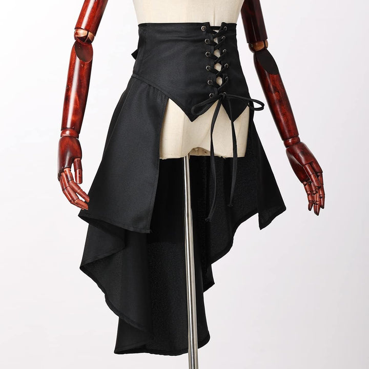 COSDREAMER Steampunk Damen Röcke Taillengürtel für Frauen Rüschen Piraten Korsett Kostüme, Black, 52