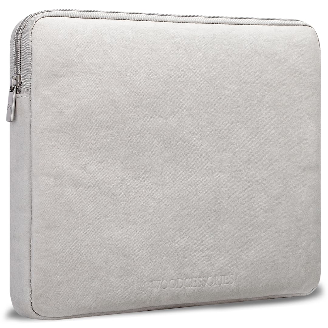 Woodcessories - Nachhaltige Laptoptasche kompatibel mit MacBook 15-16 Zoll Hülle Grau - aus Papier M