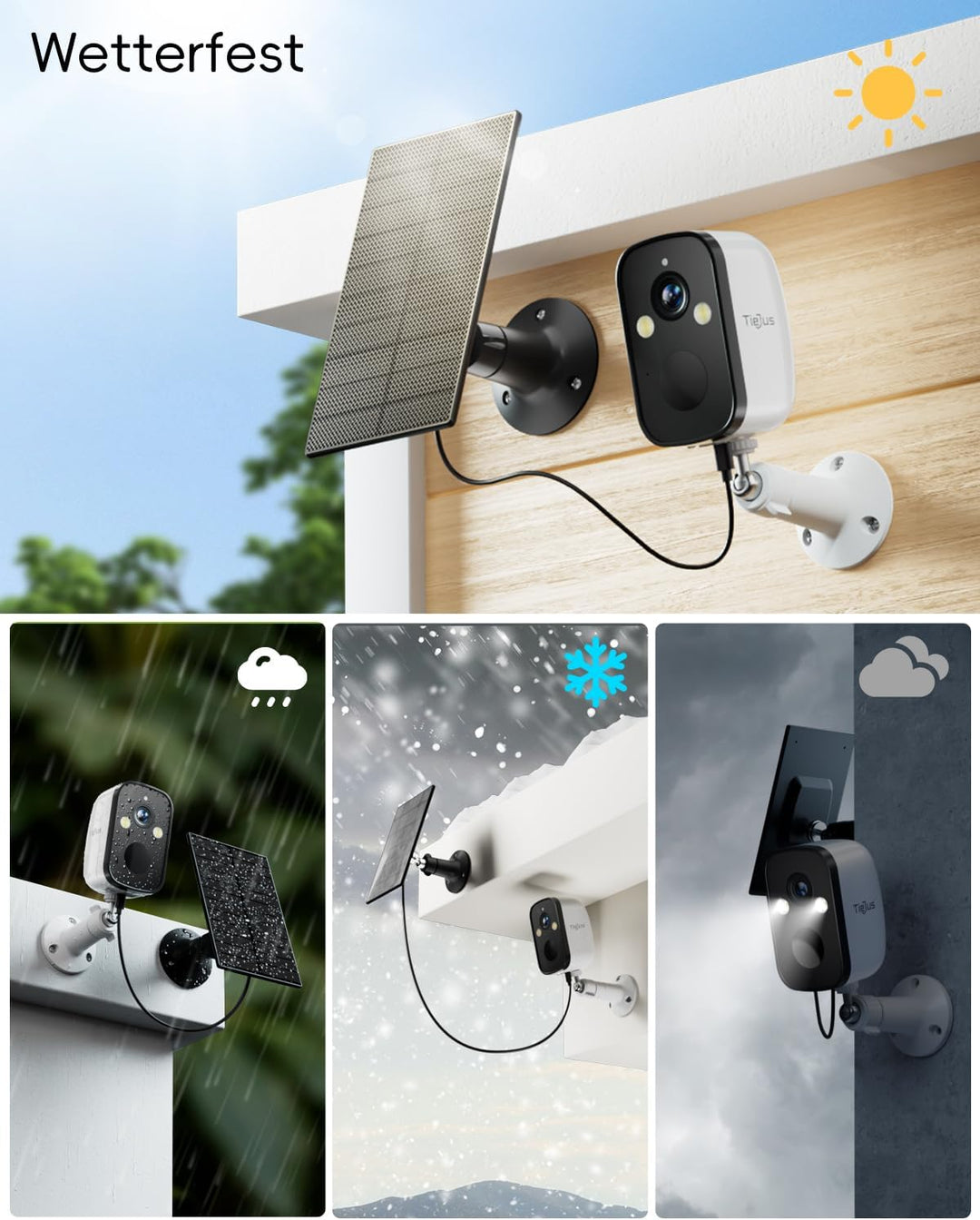 2K Überwachungskamera Aussen Akku Solar 5G/2,4G WLAN Kamera Outdoor | Solar-Kamera Outdoor mit Farbe