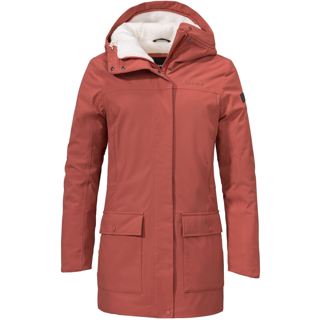 Schöffel Damen Ins. Parka Rotterdam L, wind- und wasserdichter Damen Parka mit verstellbarer Taille,
