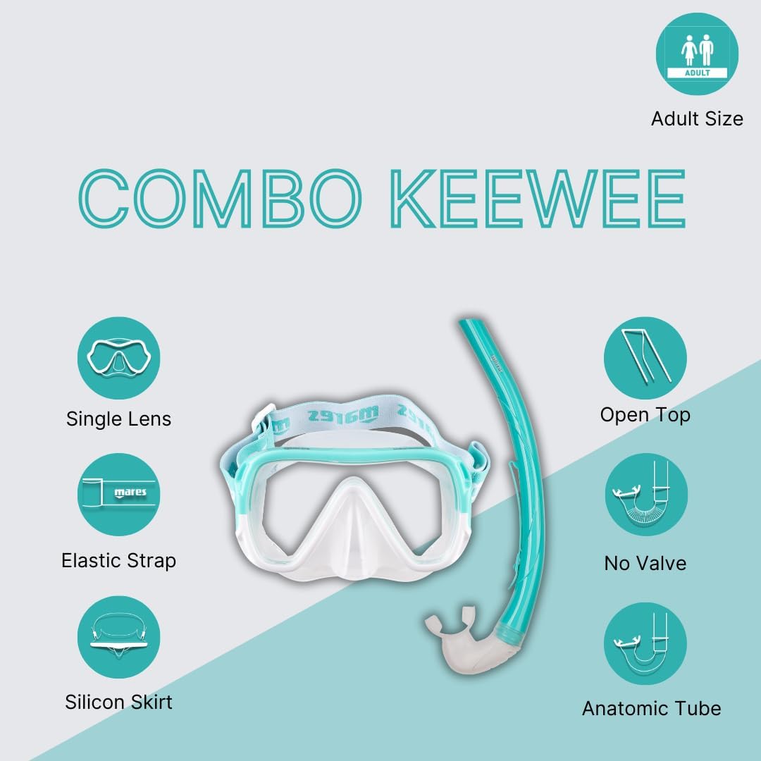 Mares Unisex-Adult Combo Keewee Maske und Schnorchel Unisex Minze, Unisex Minze