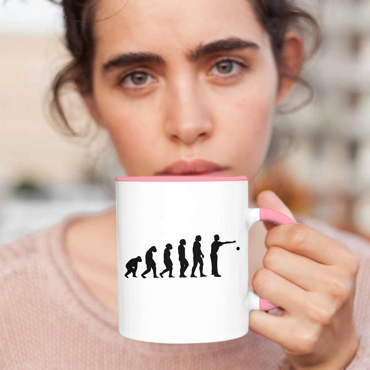 Trendation - Boule Tasse Geschenk Boule-Spieler Geschenkidee Spruch Evolution Boule (Rosa), Rosa