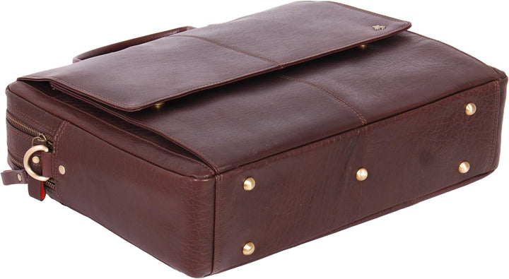 A1 FASHION GOODS Echtes Leder Aktenkoffer A124 Braun Laptop Organizer Arbeit Geschäftstasche