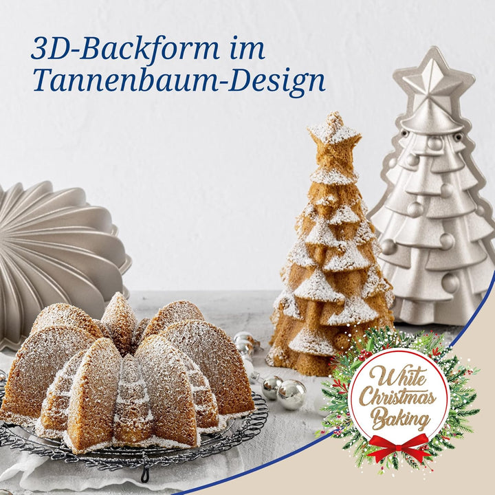 Dr. Oetker Motivbackform Tannenbaum White Christmas Baking, für Weihnachten, Tannenbaumform mit Anti