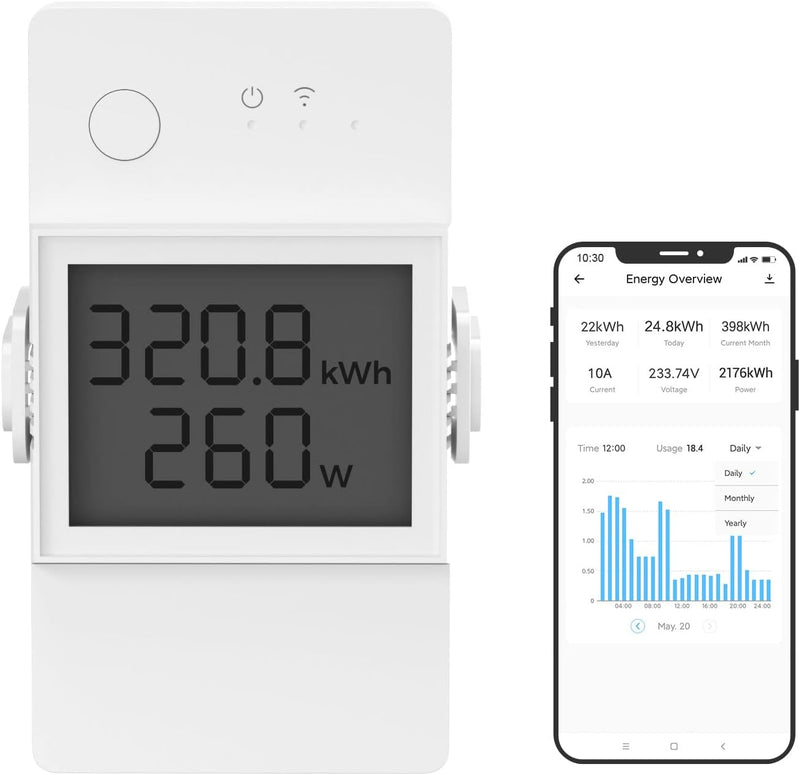 SONOFF POW320D Elite Smart Schalter mit Leistungsmesser, 20A WiFi Smart Switch LCD Digitalenergiezäh