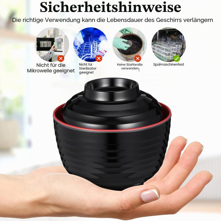 DOITOOL Japanische Miso Suppenschalen Set - 3 StüCk Schalen Mit Deckel FüR Miso Suppe Reis Salat Und