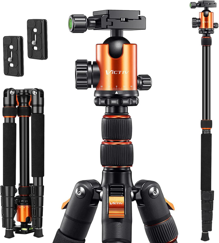VICTIV 205cm Professionell Stativ für Kamera, Aluminiumlegierung Reisestativ Stativ für DSLR, 360 Gr