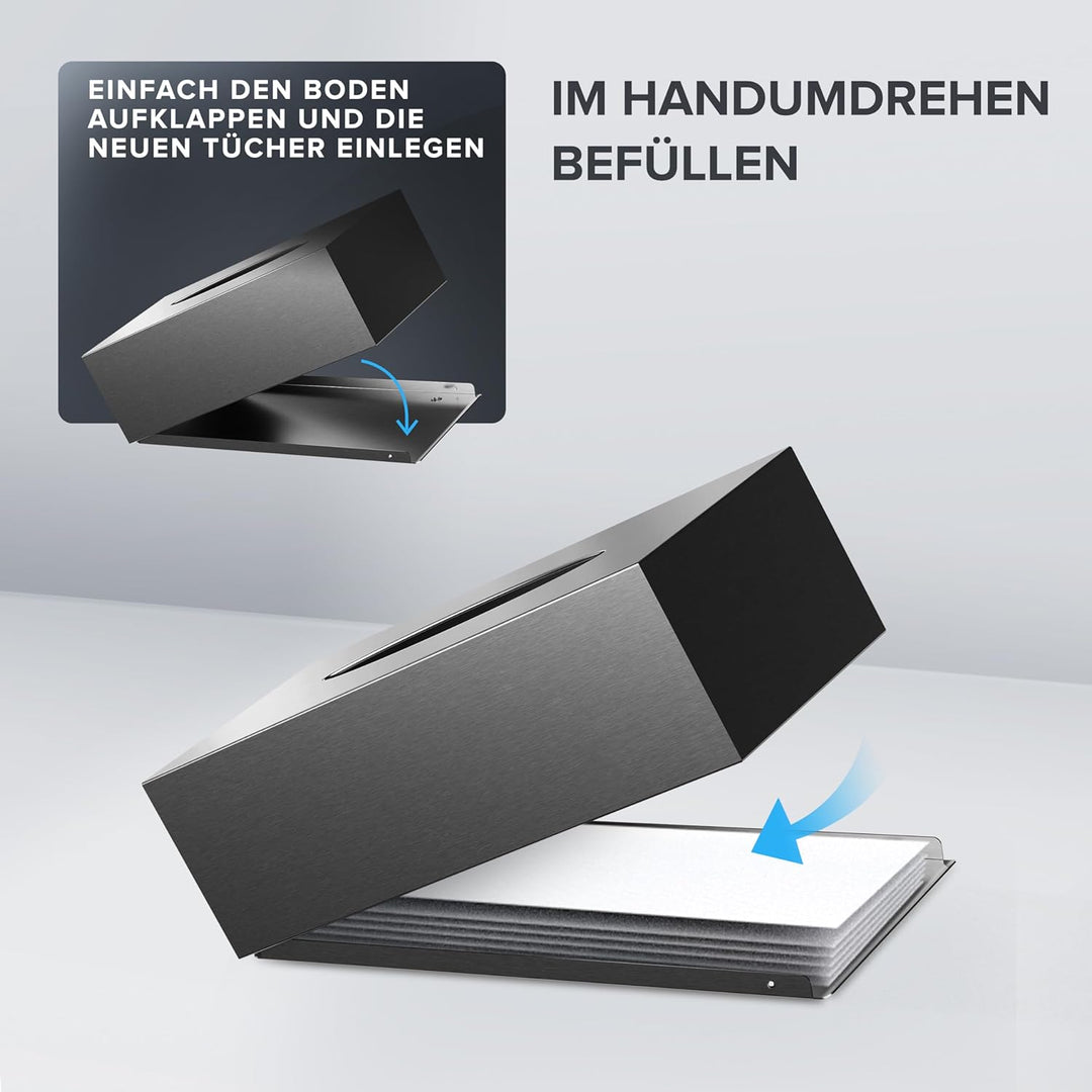 ovimar Kosmetiktücher Box Styggehoe | aus edlem Edelstahl | Gunmetal | Taschentuchspender, Papierhan