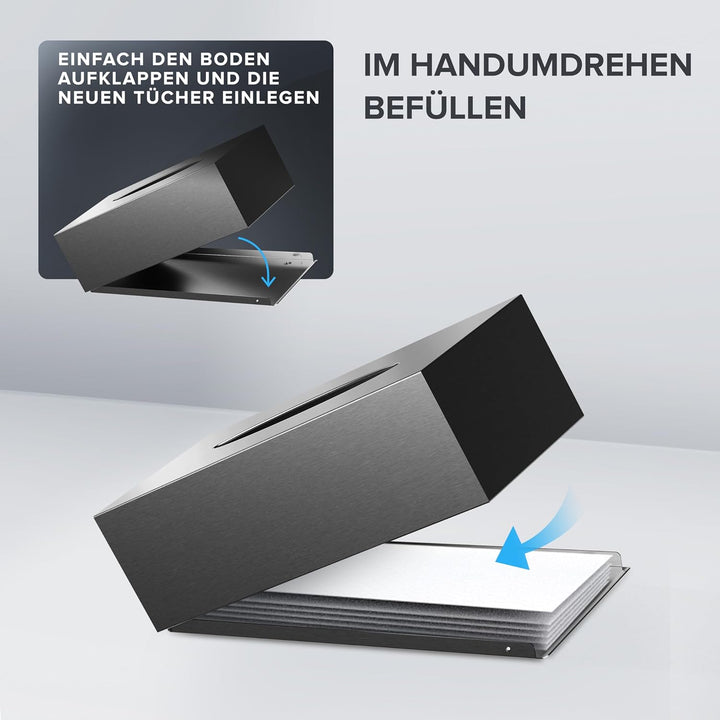 ovimar Kosmetiktücher Box Styggehoe | aus edlem Edelstahl | Gunmetal | Taschentuchspender, Papierhan