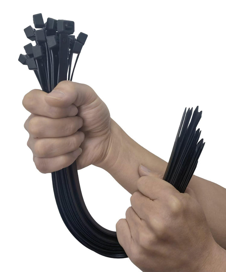 Dicke Kabelbinder, strapazierfähig, 450 mm x 7,6 mm, starke grosse Kabelbinder, schwarz mit 22 kg Zu